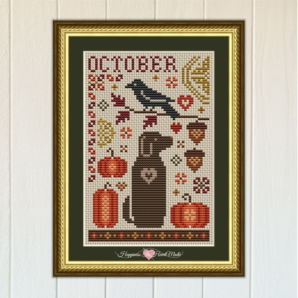 6560 - The Dog Days Series - October Dog Cross Stitch Pattern by Happiness Is HeartMade