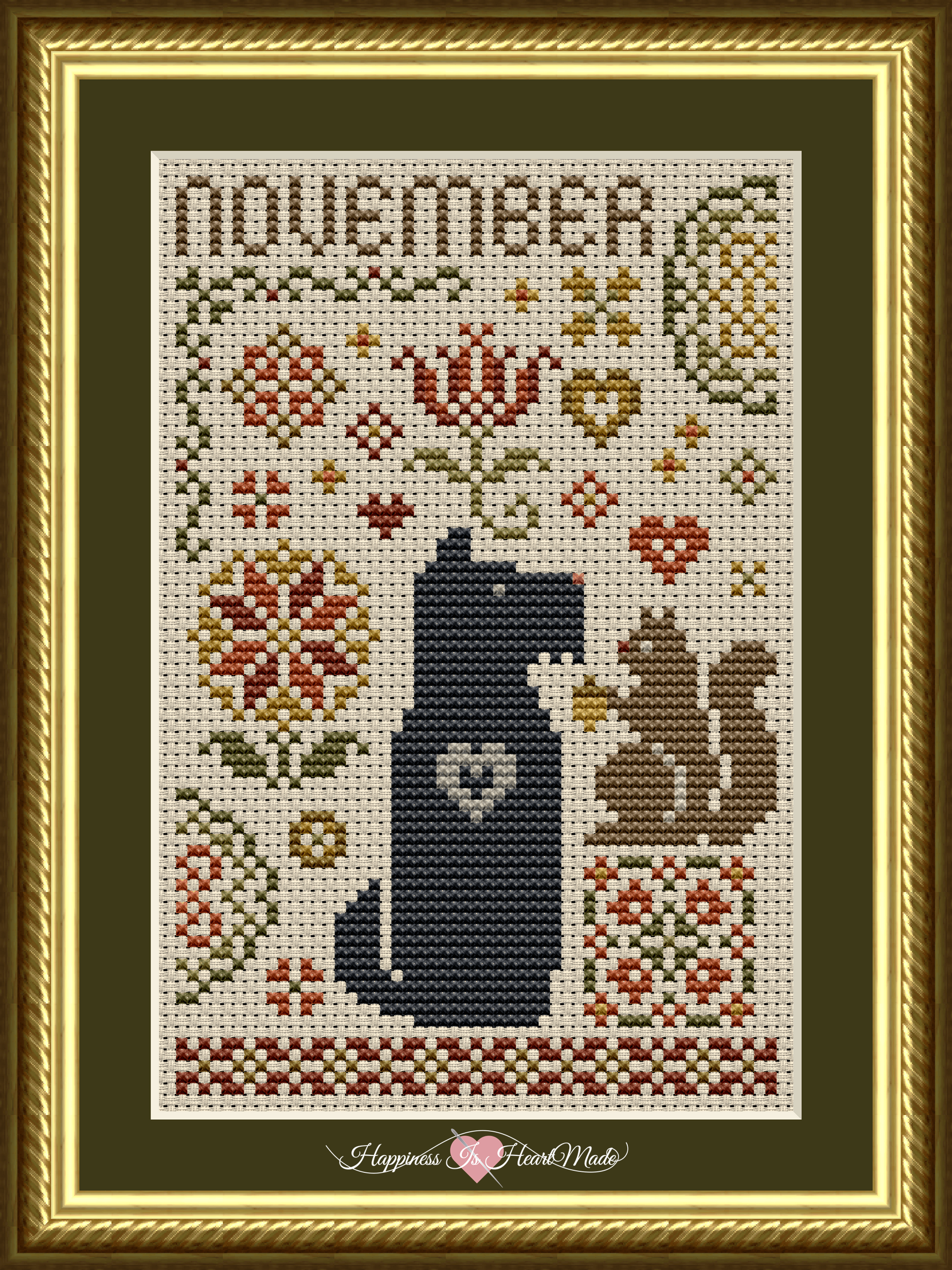 Scottie November Dog Cross Stitch Pattern 6561-S from the Dog Days Series by Happiness Is HeartMade