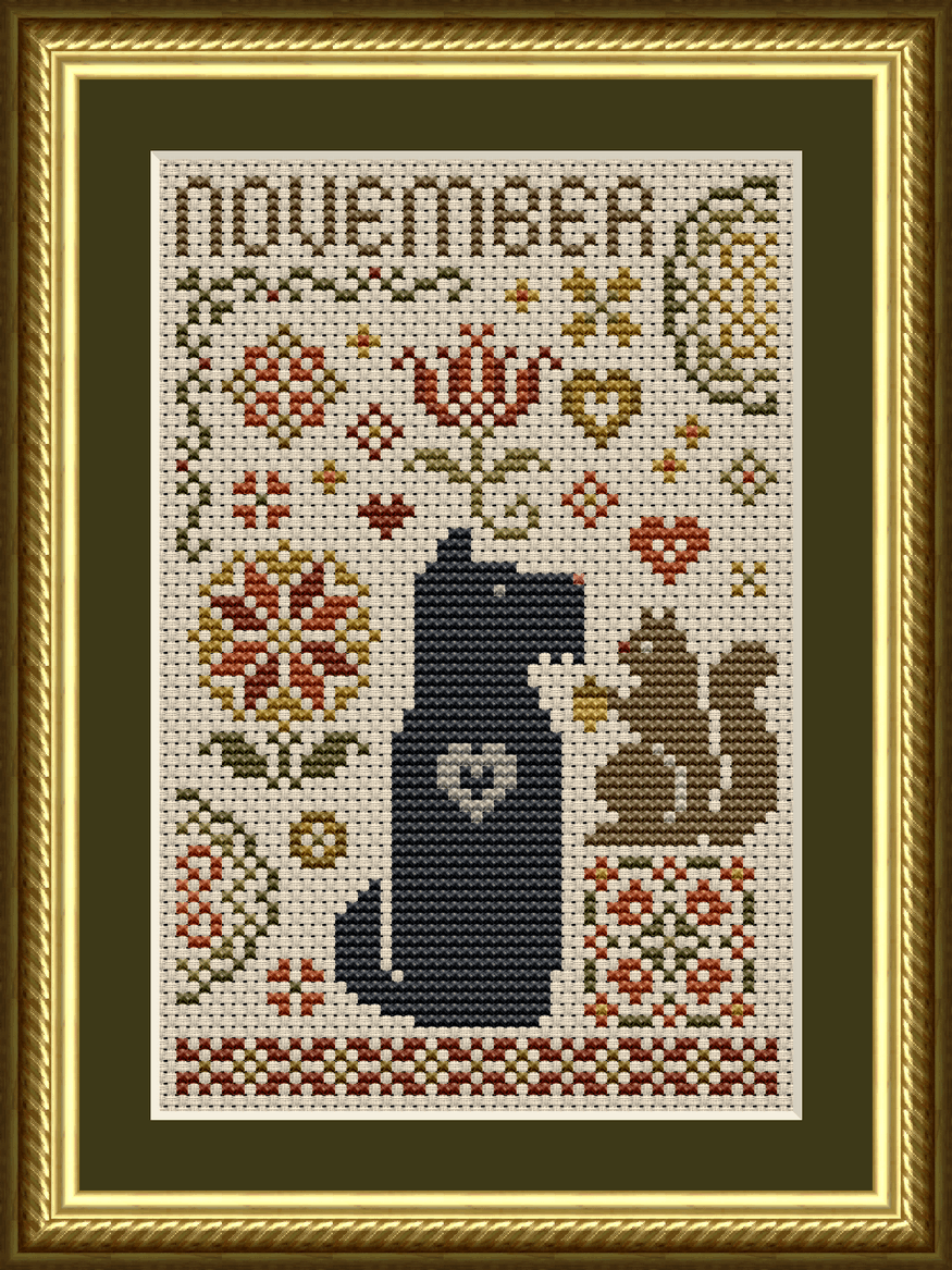 The Dog Days: Scottie November Dog Cross Stitch Pattern 6561-S