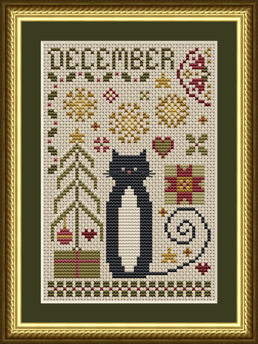 Cat Tales Collection: December Cat Cross Stitch Pattern 5562