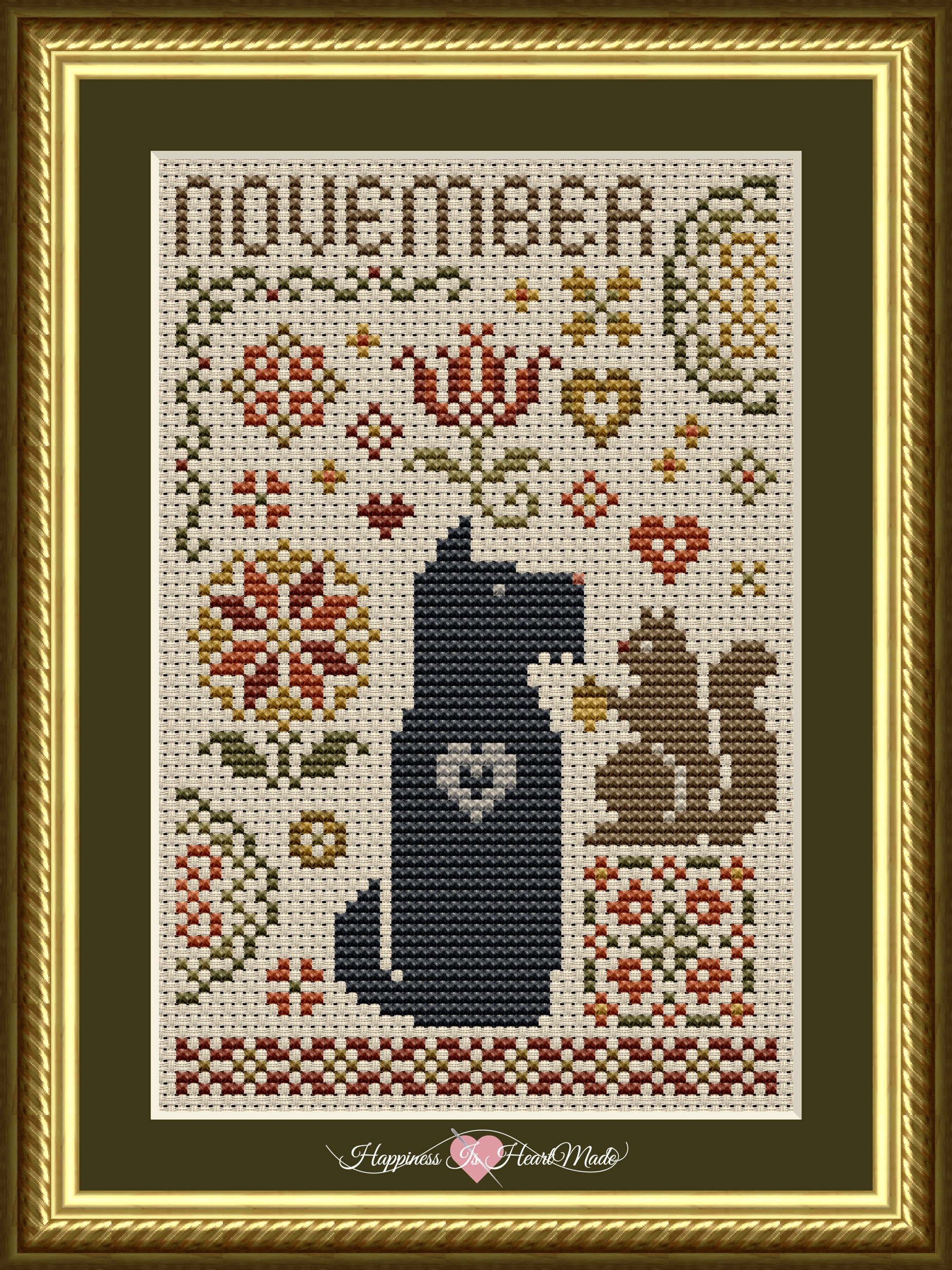 Scottie November Dog Cross Stitch Pattern 6561-S from the Dog Days Series by Happiness Is HeartMade