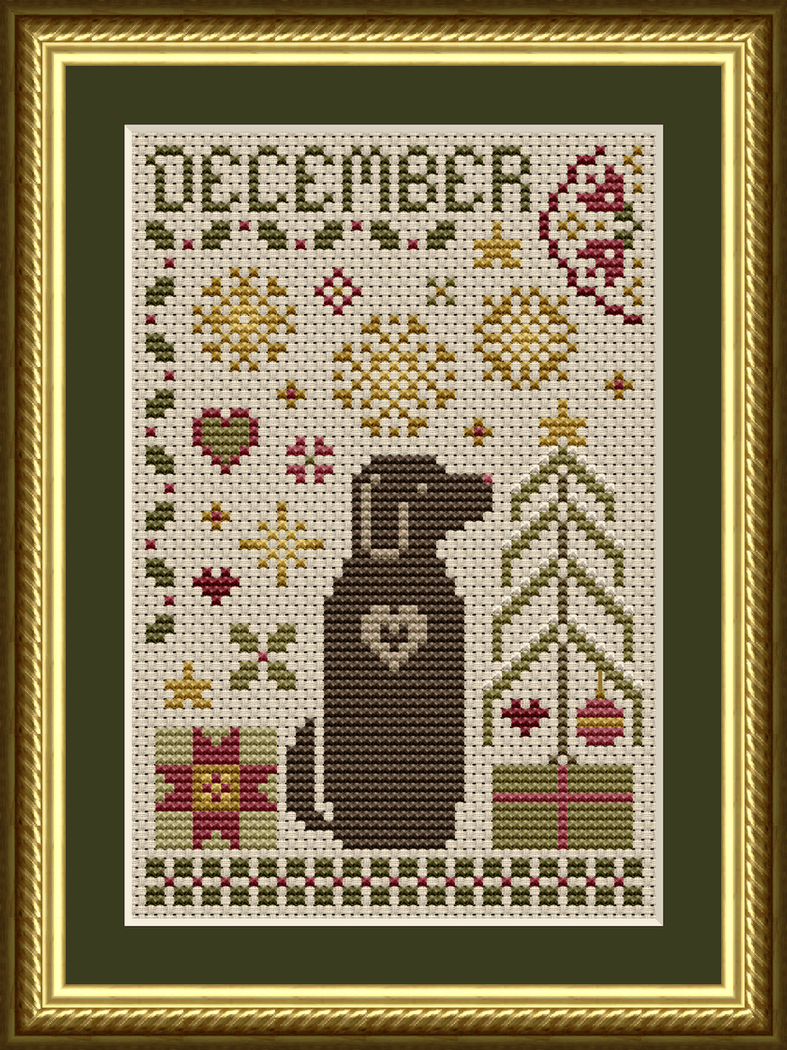 The Dog Days: December Dog Christmas Cross Stitch Pattern 6562