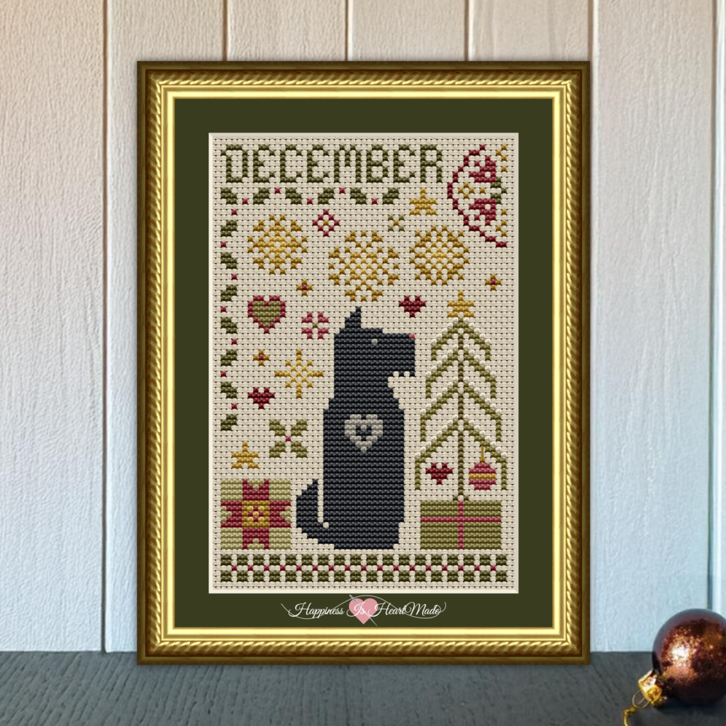 Scottie December Dog Cross Stitch Pattern from the Dog Days Series by Happiness Is HeartMade Pattern 6562-S