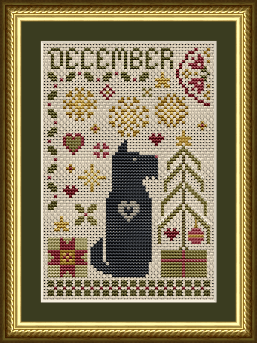 The Dog Days: Scottie December Dog Christmas Cross Stitch Pattern 6562-S