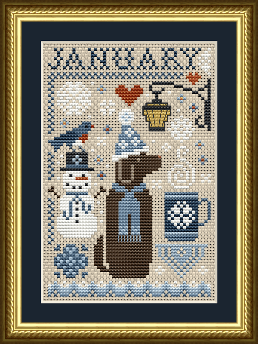 The Dog Days: January Dog Winter Cross Stitch Pattern 6551