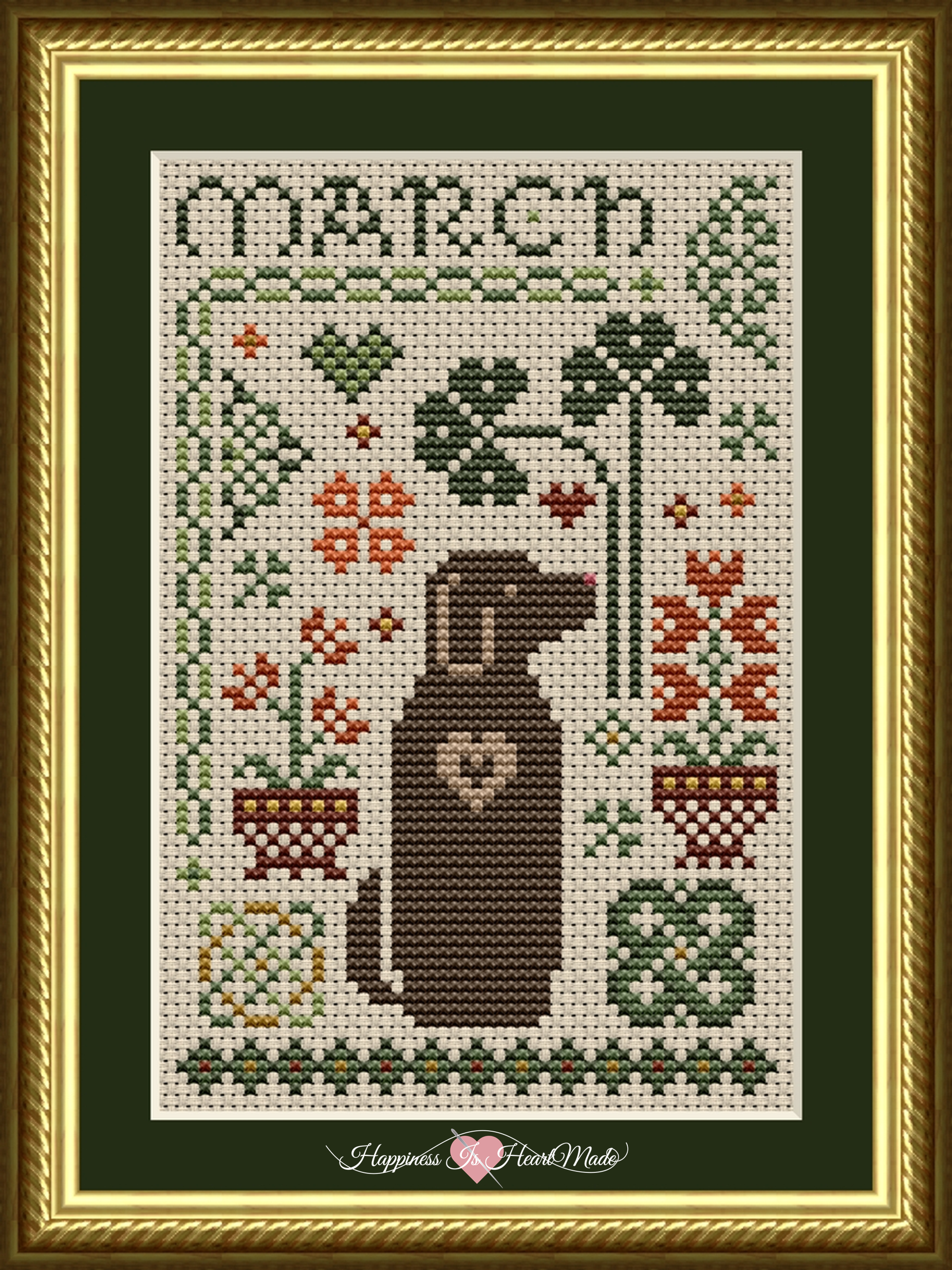March Dog Cross Stitch Pattern from the Dog Days Series by Happiness Is HeartMade - Pattern 6553 - St. Patrick's Day - Irish - Celtic