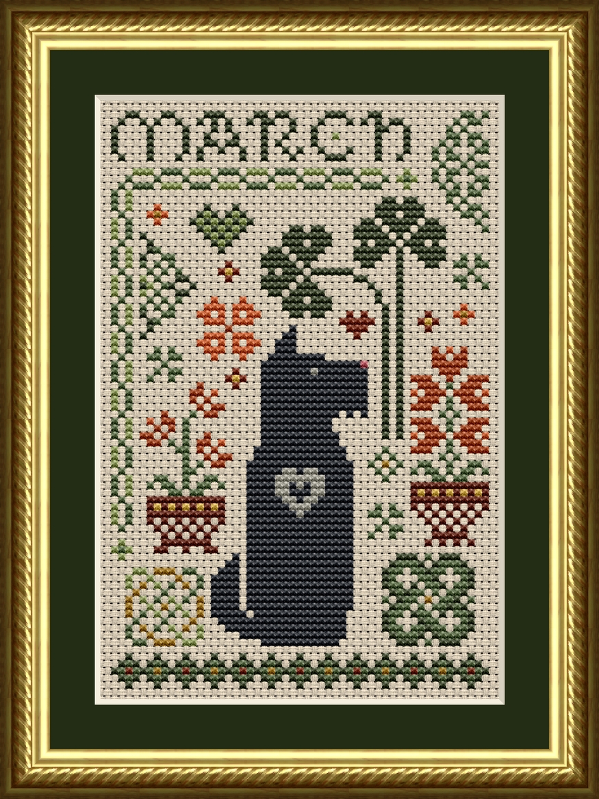 The Dog Days: Scottie March Dog Cross Stitch Pattern 6553-S