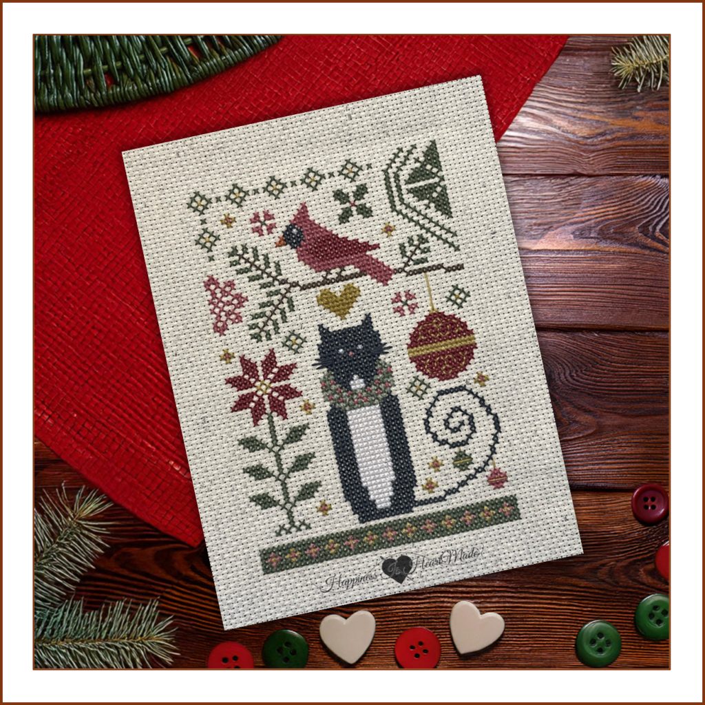 Cat Tales Collection - A Cat and Cardinal Christmas Cross Stitch Pattern 5500