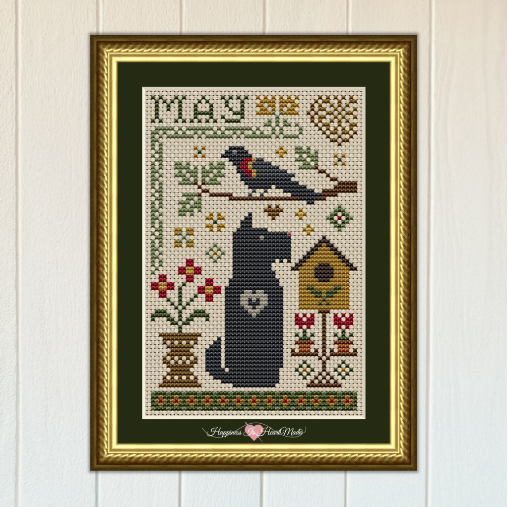 6555 - Scottie May Dog cross stitch pattern from Happiness Is HeartMade - A Scottish Terrier Whimsical Cross Stitch Pattern for May