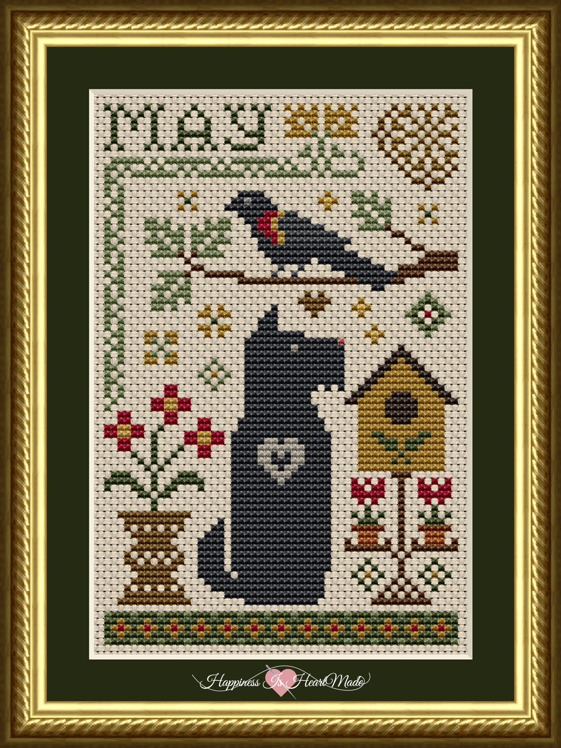 6555 - Scottie May Dog cross stitch pattern from Happiness Is HeartMade - A Scottish Terrier Whimsical Cross Stitch Pattern for May