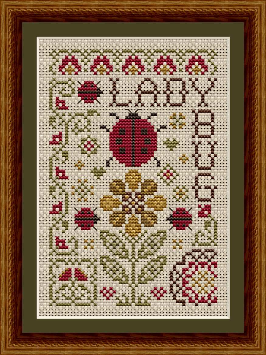 Gathered from the Garden Ladybug Cross Stitch Pattern PDF 1522