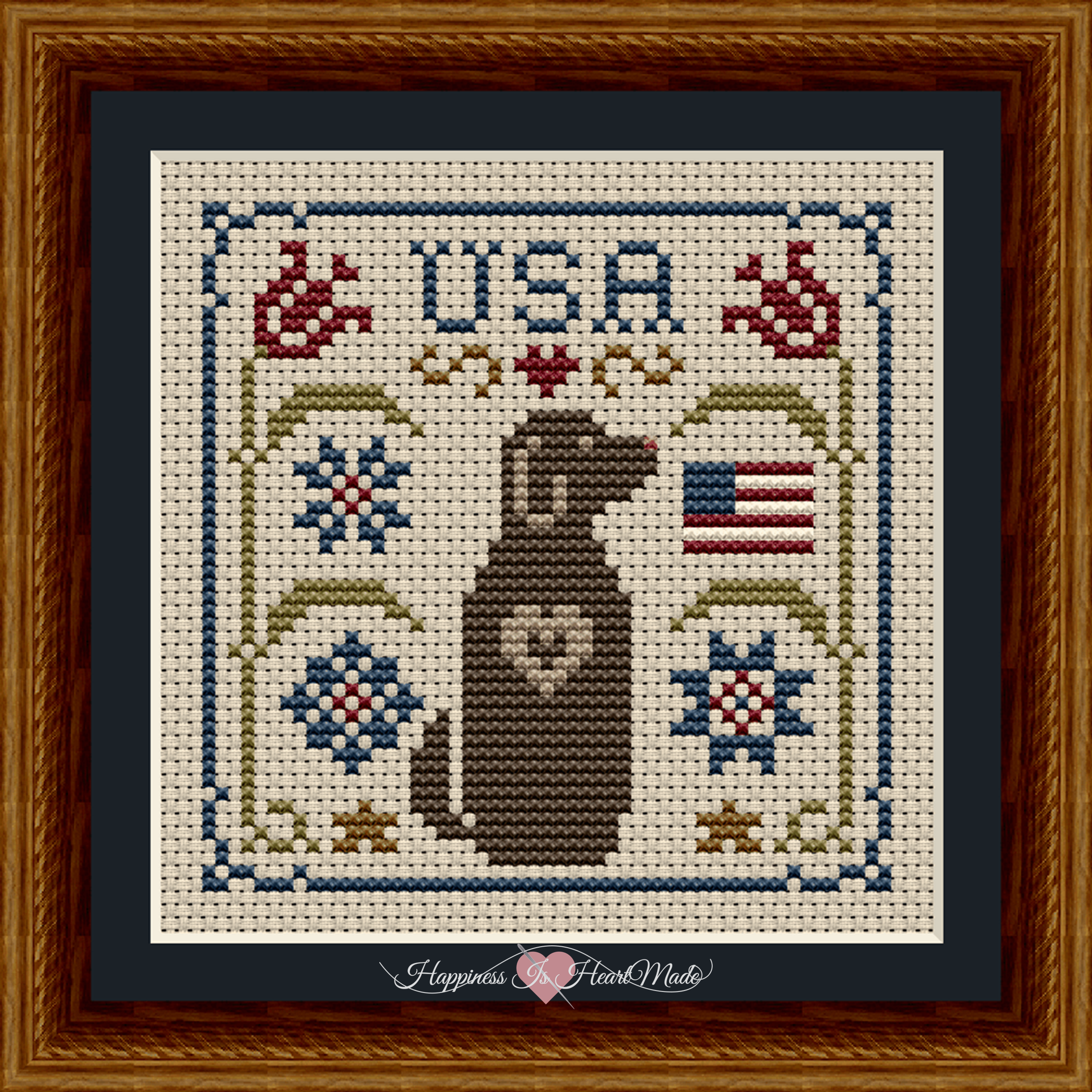 Patriotic USA Dog Cross Stitch Pattern from the Dog Days Series by Happiness Is HeartMade Pattern 6594