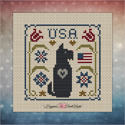 Scottie Patriotic USA Dog Cross Stitch Pattern from the Dog Days Series by Happiness Is HeartMade Pattern 6594 - Scottish Terrier