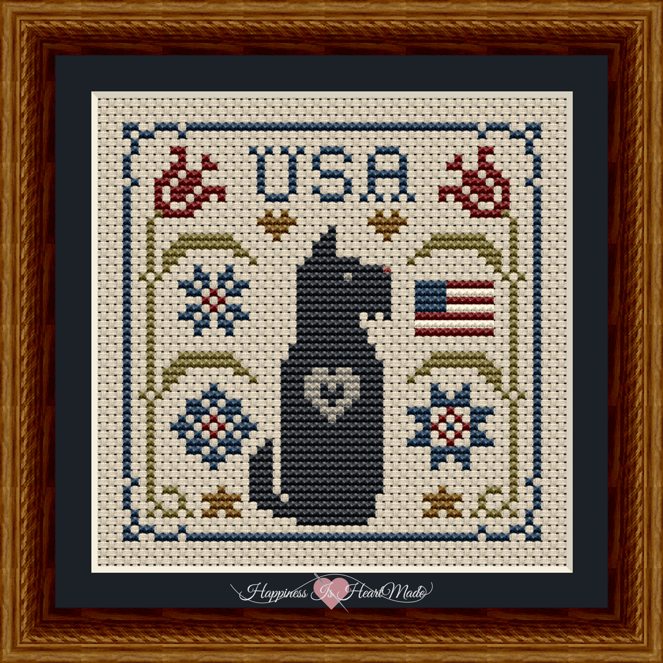 Scottie Patriotic USA Dog Cross Stitch Pattern from the Dog Days Series by Happiness Is HeartMade Pattern 6594 - Scottish Terrier