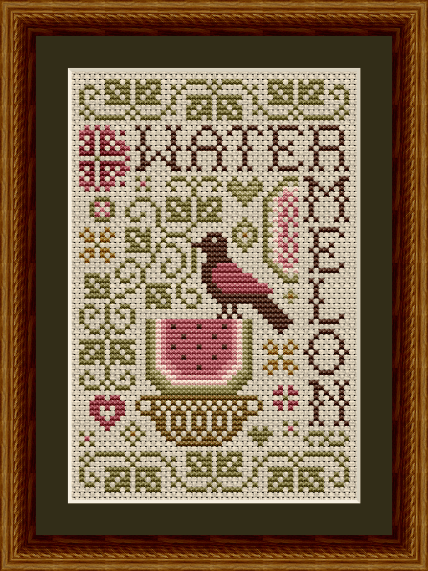 Gathered from the Garden Watermelon Cross Stitch Pattern 1516