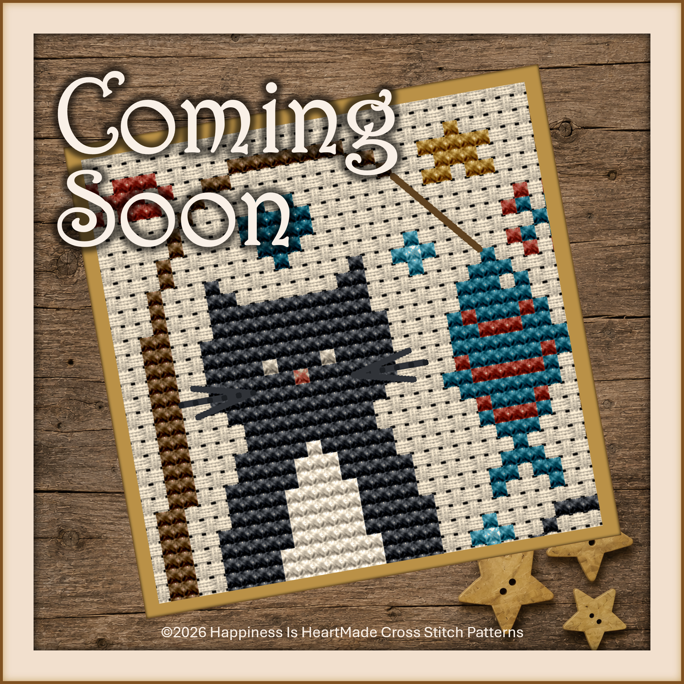 Fishing Alphabet Cat Cross Stitch Pattern from the Cat Tales Collection by Happiness Is HeartMade.